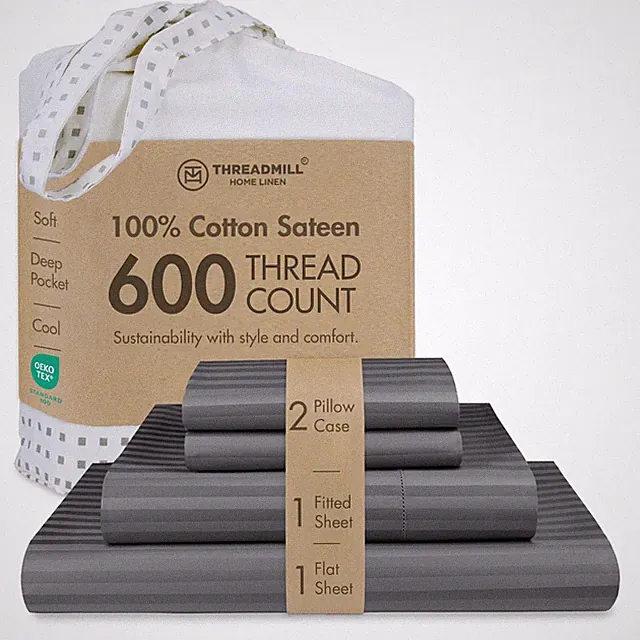 100% Cotton Sheets for Full Size Bed - 600 Thread Count Full Bed Sheets Set w...