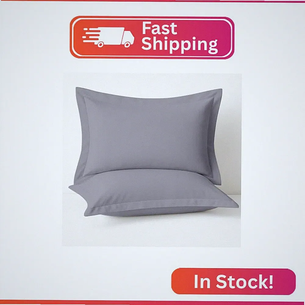 2 Pack Pillow Shams King Size 20x40 – 600 Thread Count 100% Organic Cotton Silve