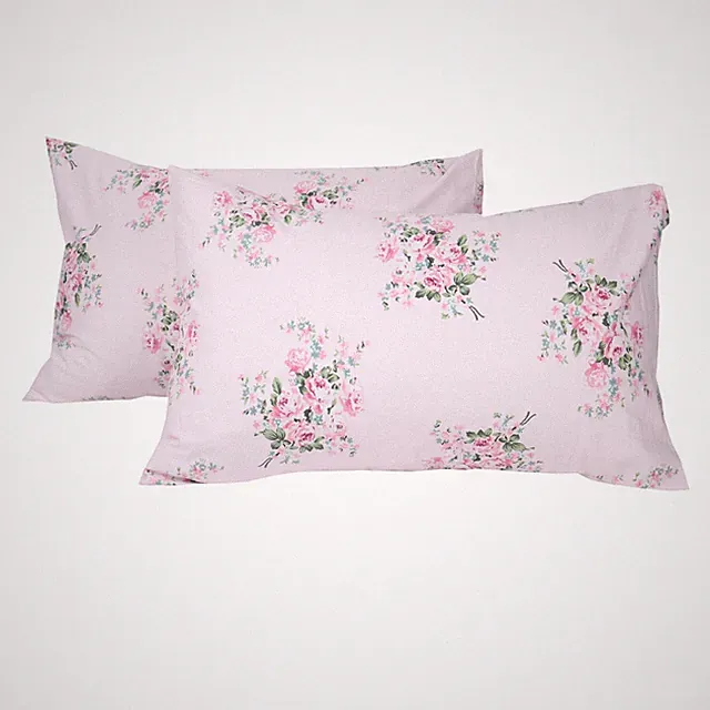 2 Pack Pink Floral Pillowcase Standard Size, 100% Cotton 600 Thread Count Pil...