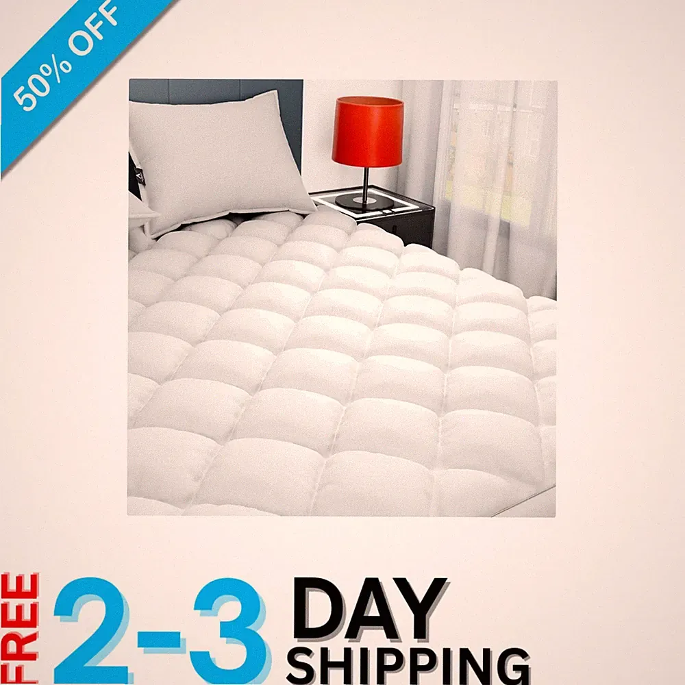 300 Thread Count Extra Deep Pocket Queen Mattress Pad - Soft & Hypoallergenic