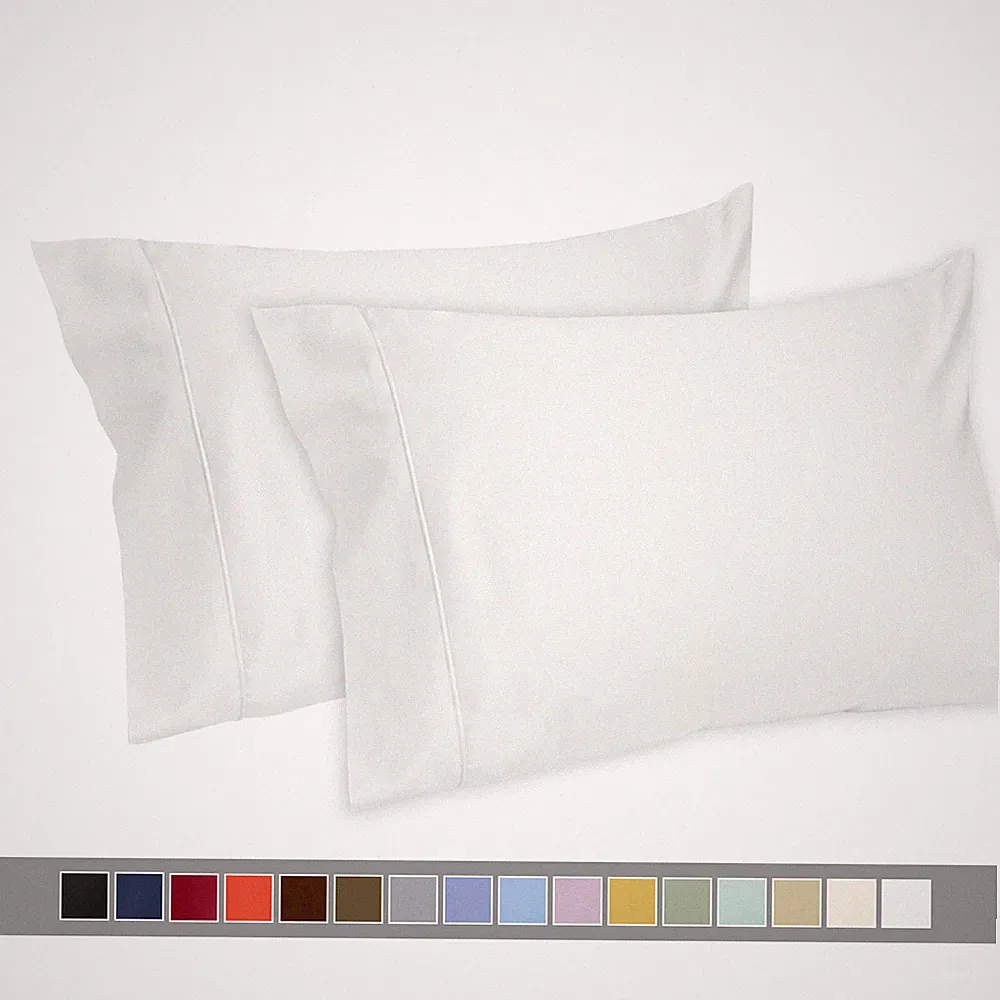 600 Thread Count 100% Cotton Solid Set of Two Pillowcase King OR Standard Sizes