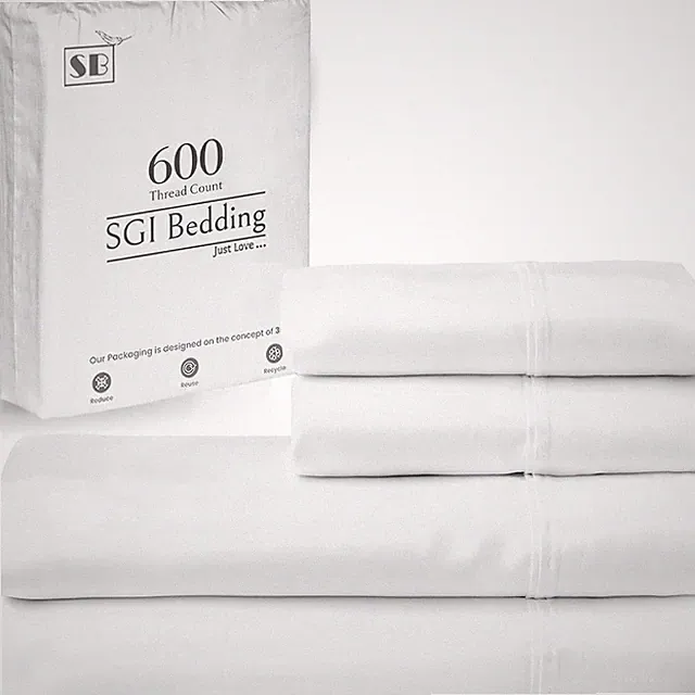 600 Thread Count 4 Piece 100% Egyptian Cotton Full Size Sheets Set, 15" Deep Poc