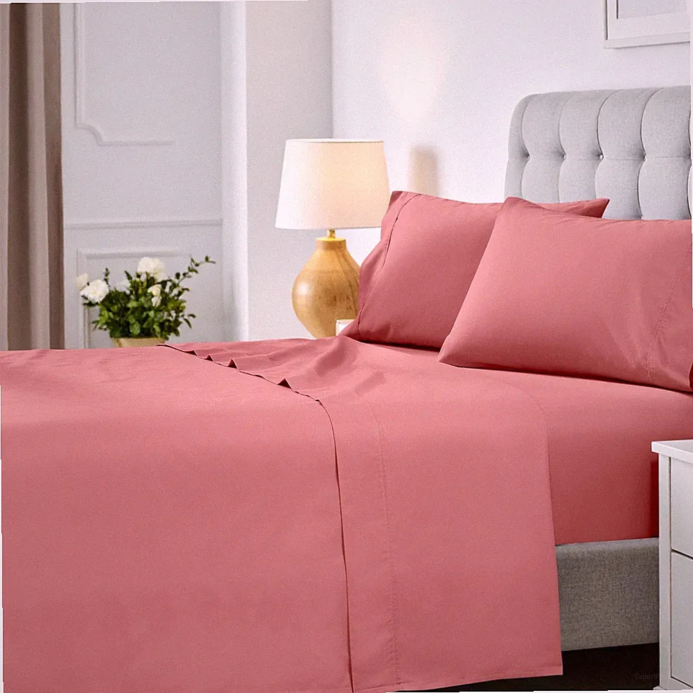 600 Thread Count Cotton Blend Deep Pocket Solid Bed Sheet Set
