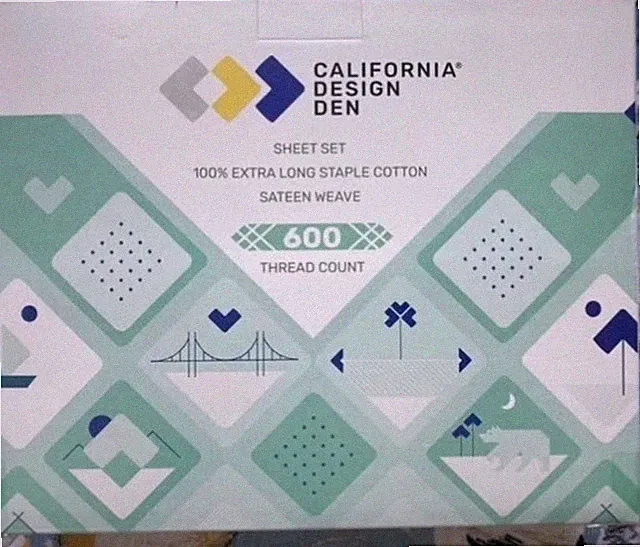 California Design Den Queen Sheet Set Extra Long 600 Bright White 100% Cotton