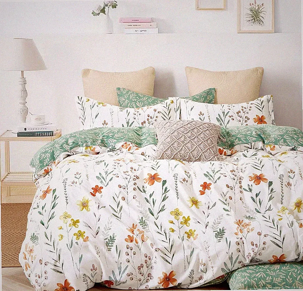 Down Comforter Cover 600-Thread-Count Cotton Three-Piece Bedding Set