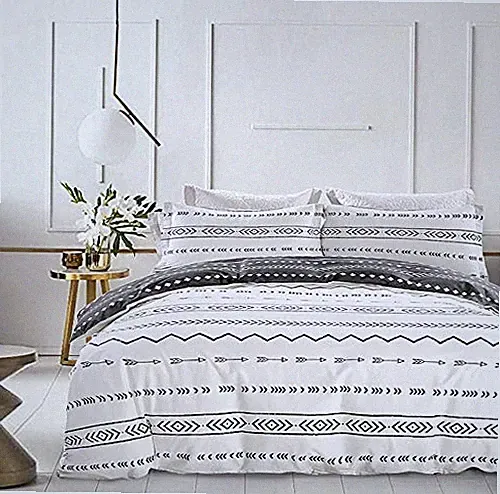 Duvet Cover Queen,600 Thread Count Cotton 3pcs Queen Duvet Cover Set Black St...
