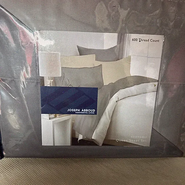 Joseph Abboud 600 Thread Count Queen Sheet Set New Reversible Dark/light Gray