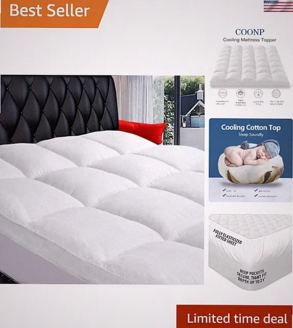 King Mattress Topper Extra Thick Pillowtop Cooling Plush Cotton Bed Protector