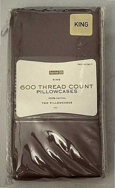 NEW 600 THREAD COUNT KING PILLOWCASES LUXURY COTTON GRAY 1 PK 2 CASES 20 X 40 in