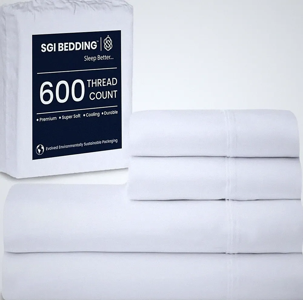 SGI Bedding 4 Piece Egyptian Cotton Sheet set - 600 Thread Count King/Queen