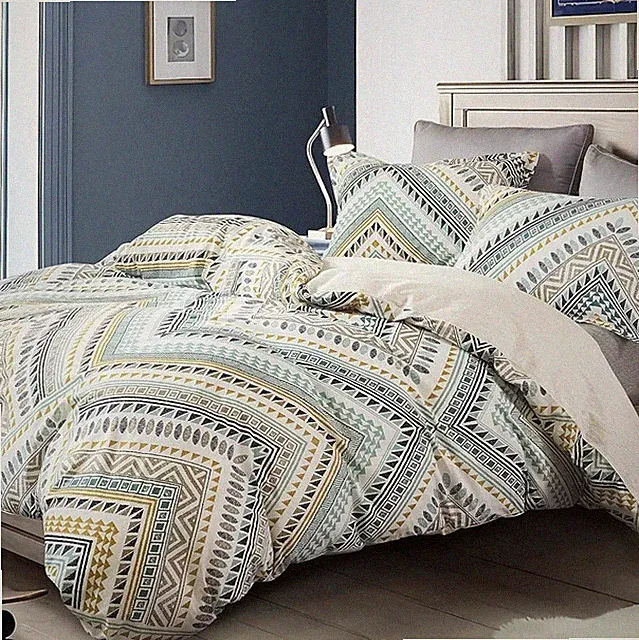 SLEEPBELLA Comforter King Size, 600 Thread Count Cotton King, Teal Geometric